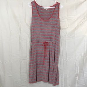 Peach and gray striped dress